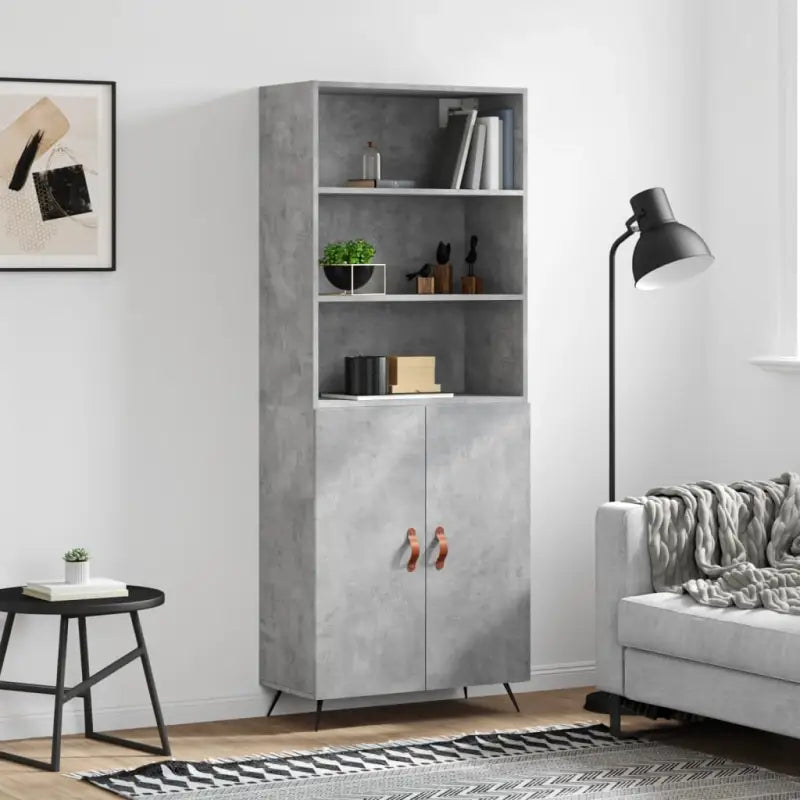 Trendy hoge kast van bewerkt hout met duurzame charme - Betongrijs / 1 / 2 deuren - Dressoirs & buffetkasten