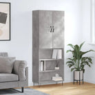 Trendy hoge kast van bewerkt hout met duurzame charme - Betongrijs / 1 / 3 schappen - Dressoirs & buffetkasten