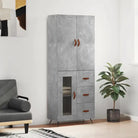 Trendy hoge kast van bewerkt hout met duurzame charme - Betongrijs / 1 / 1 glazen deur 3 lades - Dressoirs &