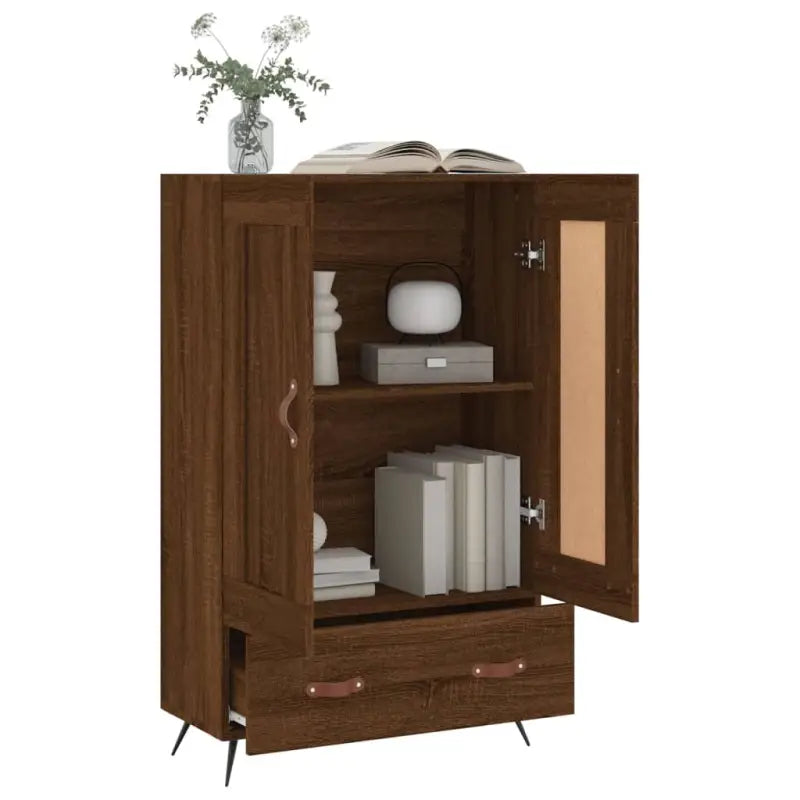 Trendy hoge kast van bewerkt hout met duurzame charme - Dressoirs & buffetkasten