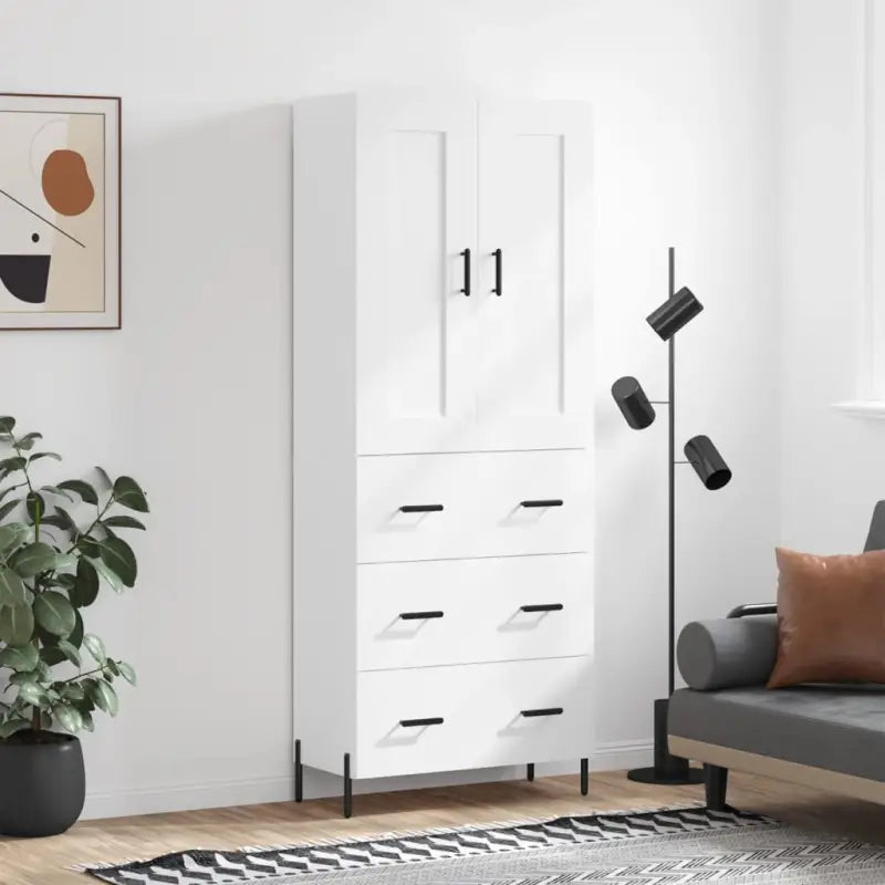Trendy hoge kast van bewerkt hout met duurzame charme - Dressoirs & buffetkasten