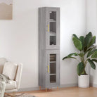 Trendy hoge kast van bewerkt hout met duurzame charme - Grijs sonoma / 1 / 1 glazen deur - Dressoirs & buffetkasten