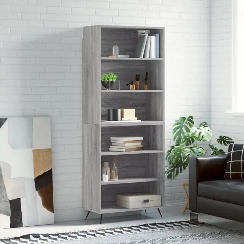 Trendy hoge kast van bewerkt hout met duurzame charme - Grijs sonoma / 1 / 3 schappen - Dressoirs & buffetkasten