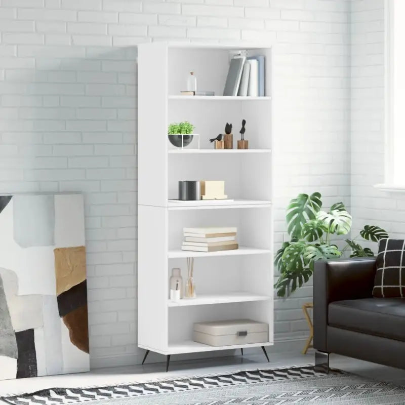 Trendy hoge kast van bewerkt hout met duurzame charme - Wit / 1 / 3 schappen - Dressoirs & buffetkasten