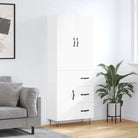 Trendy hoge kast van bewerkt hout met duurzame charme - Wit / 1 / 1 deur 3 lades - Dressoirs & buffetkasten