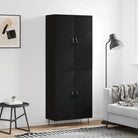 Trendy hoge kast van bewerkt hout met duurzame charme - Zwart / 1 / 2 deuren - Dressoirs & buffetkasten