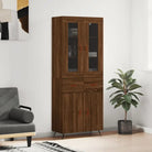 Trendy hoge kast van bewerkt hout met duurzame en stabiele constructie - bruin eikenkleur / 1 / 2 deuren 2 lades
