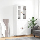 Trendy hoge kast van bewerkt hout met duurzame en stabiele constructie - Hoogglans wit / 1 / 2 deuren - Dressoirs &