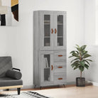 Trendy hoge kast van bewerkt hout met duurzame en stabiele constructie - Grijs sonoma / 1 / 1 glazen deur 3 lades