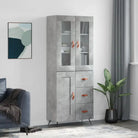 Trendy hoge kast van bewerkt hout met duurzame en stabiele constructie - Betongrijs / 1 / 1 houten deur 3 lades