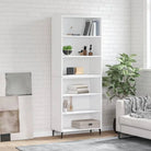 Trendy hoge kast van bewerkt hout met duurzame en stabiele constructie - Wit / 1 / 3 schappen - Dressoirs & buffetkasten