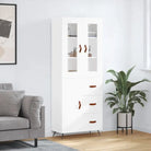 Trendy hoge kast van bewerkt hout met duurzame en stabiele constructie - Wit / 1 / 1 deur 3 lades - Dressoirs &