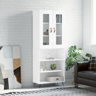 Trendy hoge kast van bewerkt hout met duurzame en stabiele constructie - Wit / 1 / 3 schappen - Dressoirs & buffetkasten
