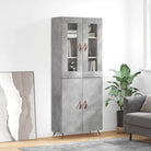 Trendy hoge kast van bewerkt hout met duurzame en stabiele constructie - Betongrijs / 1 / 2 deuren - Dressoirs &