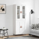 Trendy hoge kast van bewerkt hout met duurzame en stabiele constructie - Wit / 1 / 2 houten deuren - Dressoirs &