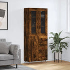 Trendy hoge kast van bewerkt hout met duurzame en stabiele constructie - Gerookt eiken / 1 / 1 deur 3 lades - Dressoirs