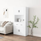 Trendy hoge kast van bewerkt hout met duurzame en stabiele constructie - Wit / 1 - Dressoirs & buffetkasten