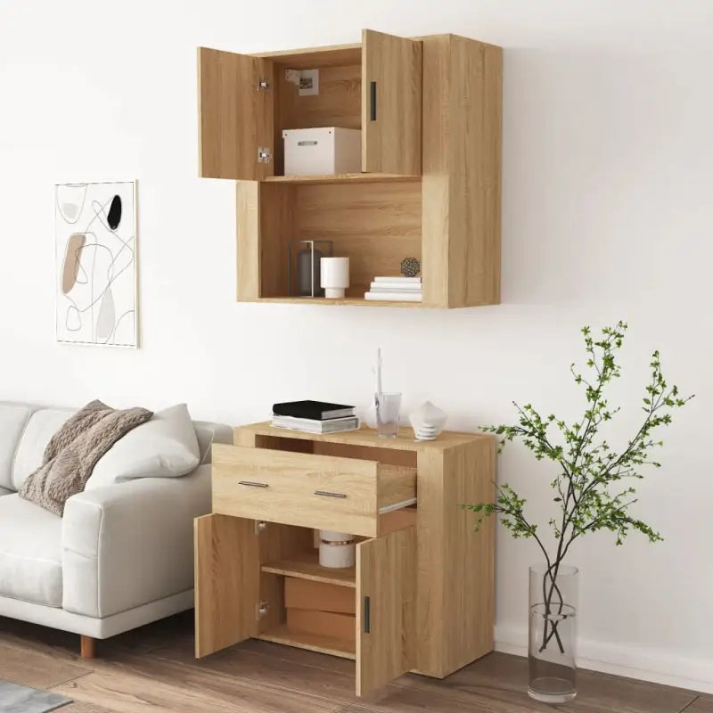 Trendy hoge kast van bewerkt hout met duurzame en stabiele constructie - Dressoirs & buffetkasten