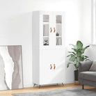 Trendy hoge kast van bewerkt hout met duurzame en stabiele constructie - Wit / 1 / 2 deuren - Dressoirs & buffetkasten