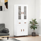 Trendy hoge kast van bewerkt hout met duurzame en stabiele constructie - Wit / 1 / 2 deuren 2 lades - Dressoirs &