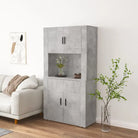 Trendy hoge kast van bewerkt hout met duurzame en stabiele kwaliteit - Betongrijs / 1 - Dressoirs & buffetkasten