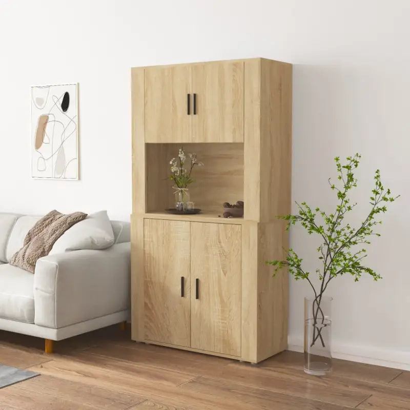 Trendy hoge kast van bewerkt hout met duurzame en stabiele kwaliteit - Sonoma eiken / 1 - Dressoirs & buffetkasten