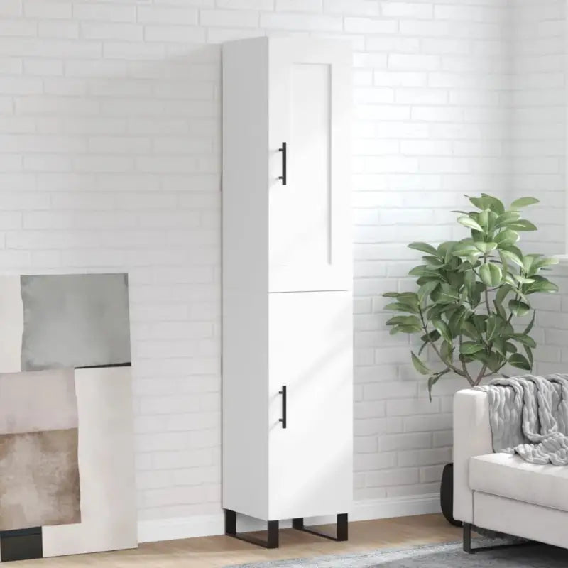 Trendy hoge kast van bewerkt hout met duurzame en stabiele kwaliteit - Wit / 1 / 1 deur - Dressoirs & buffetkasten