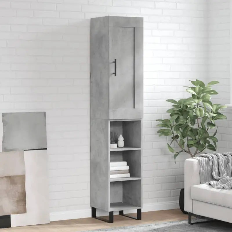 Trendy hoge kast van bewerkt hout met duurzame en stabiele kwaliteit - Betongrijs / 1 / 3 schappen - Dressoirs &
