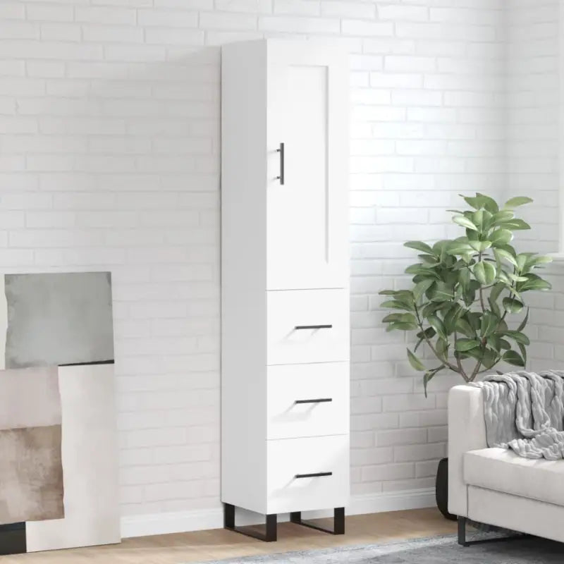 Trendy hoge kast van bewerkt hout met duurzame en stabiele kwaliteit - Wit / 1 / 3 lades - Dressoirs & buffetkasten