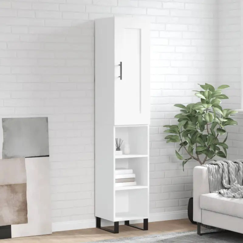 Trendy hoge kast van bewerkt hout met duurzame en stabiele kwaliteit - Wit / 1 / 3 schappen - Dressoirs & buffetkasten