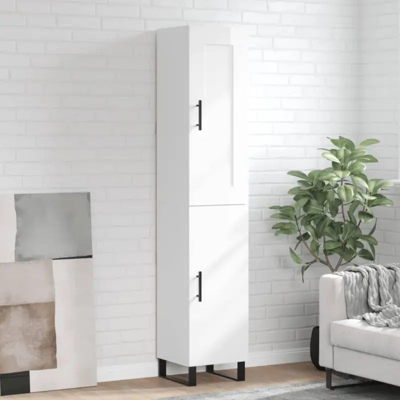 Trendy hoge kast van bewerkt hout met duurzame en stabiele kwaliteit - Hoogglans wit / 1 / 1 deur - Dressoirs &