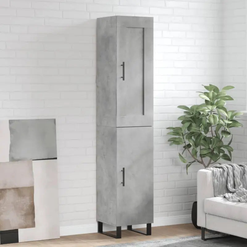 Trendy hoge kast van bewerkt hout met duurzame en stabiele kwaliteit - Betongrijs / 1 / 1 deur - Dressoirs &