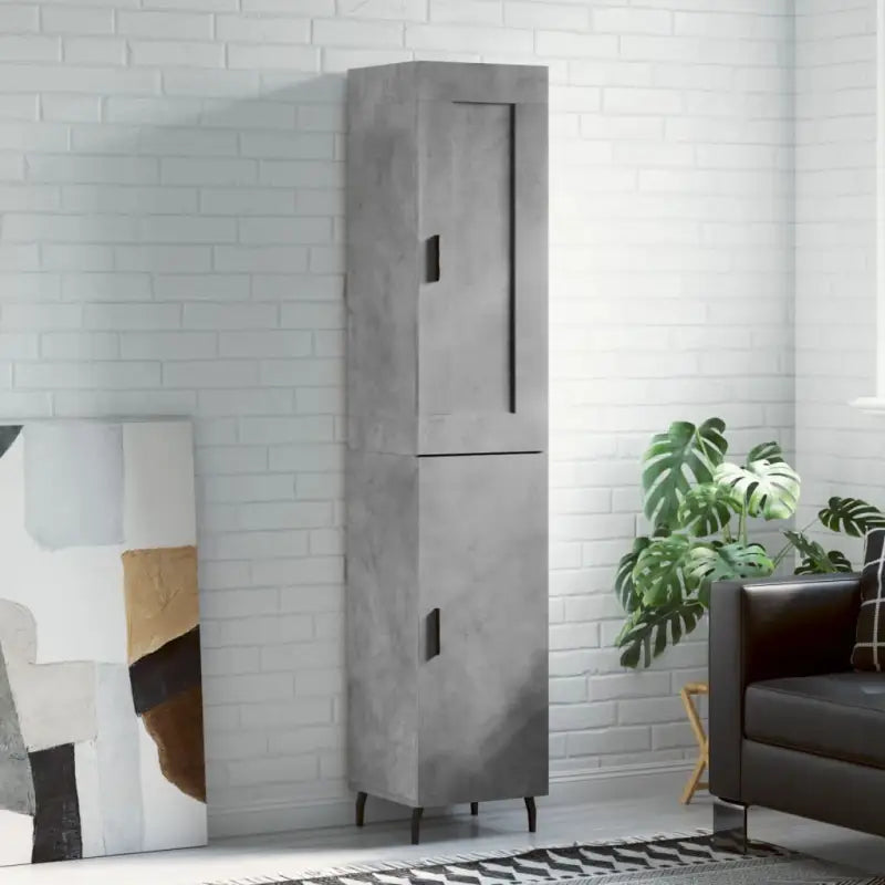 Trendy hoge kast van bewerkt hout met duurzame kwaliteit - Betongrijs / 1 / 1 deur - Dressoirs & buffetkasten