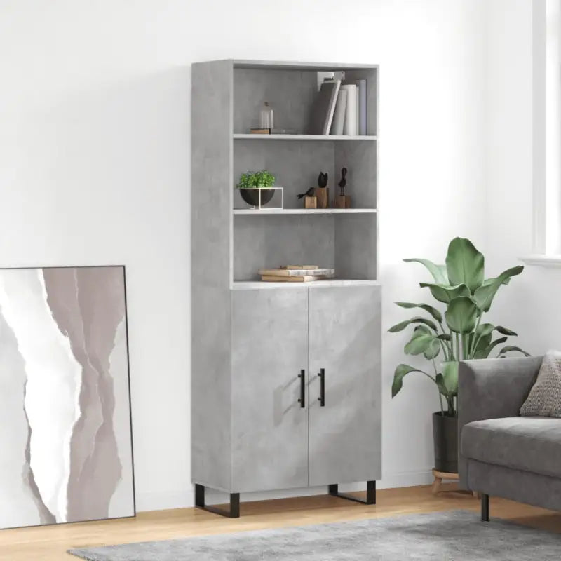 Trendy hoge kast van bewerkt hout met duurzame kwaliteit - Betongrijs / 1 / 2 deuren - Dressoirs & buffetkasten