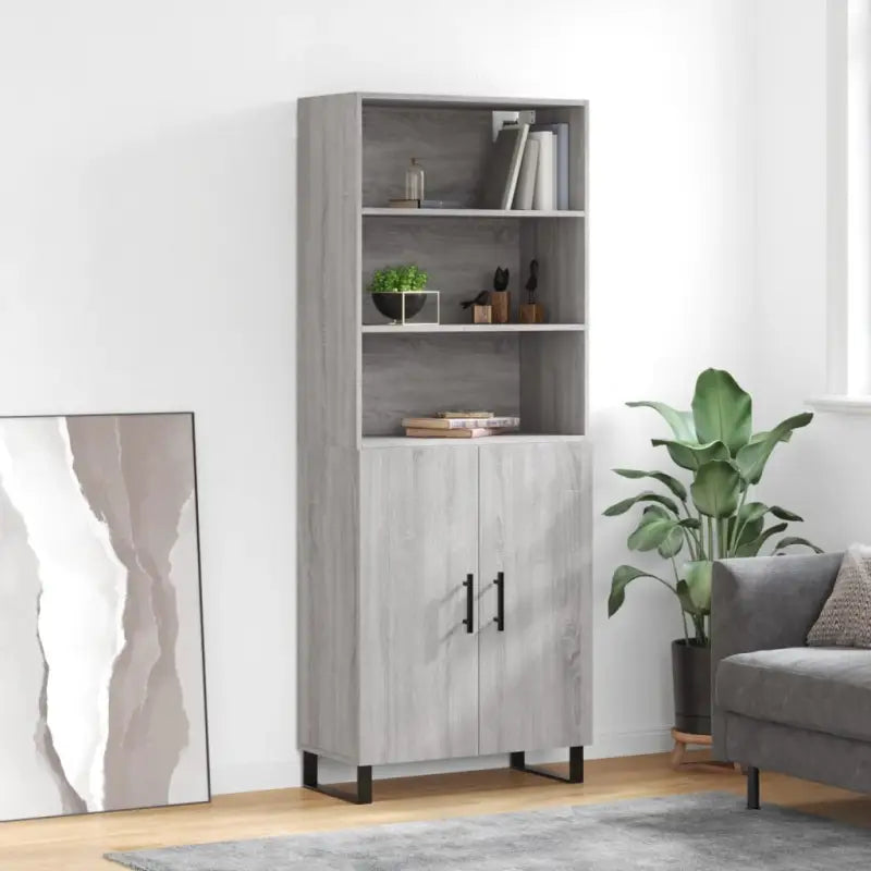 Trendy hoge kast van bewerkt hout met duurzame kwaliteit - Grijs sonoma / 1 / 2 deuren - Dressoirs & buffetkasten