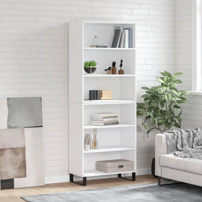 Trendy hoge kast van bewerkt hout met duurzame kwaliteit - Wit / 1 / 3 schappen - Dressoirs & buffetkasten