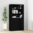 Trendy hoge kast van bewerkt hout met duurzame kwaliteit - Zwart / 1 - Dressoirs & buffetkasten
