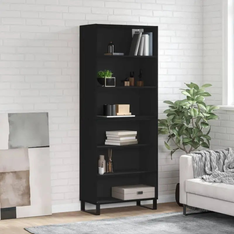 Trendy hoge kast van bewerkt hout met duurzame kwaliteit - Zwart / 1 / 3 schappen - Dressoirs & buffetkasten