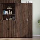 Trendy hoge kast van bewerkt hout met elegante uitstraling - bruin eikenkleur / 1 - Dressoirs & buffetkasten