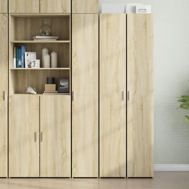 Trendy hoge kast van bewerkt hout met elegante uitstraling - Sonoma eiken / 1 - Dressoirs & buffetkasten
