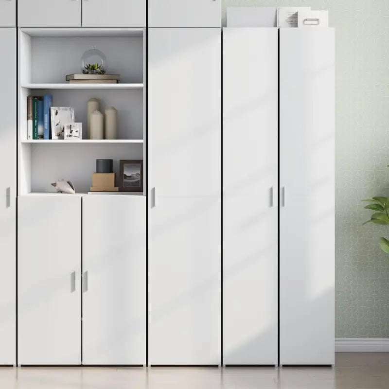 Trendy hoge kast van bewerkt hout met elegante uitstraling - Wit / 1 - Dressoirs & buffetkasten