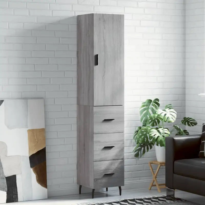 Trendy hoge kast van bewerkt hout voor een uniek interieur - Grijs sonoma / 1 / 3 lades - Dressoirs & buffetkasten