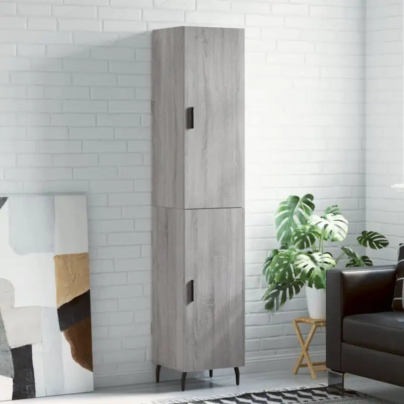 Trendy hoge kast van bewerkt hout voor een uniek interieur - Grijs sonoma / 1 / 1 deur - Dressoirs & buffetkasten