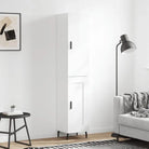 Trendy hoge kast van bewerkt hout voor een uniek interieur - Hoogglans wit / 1 / 1 houten deur - Dressoirs &