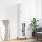 Trendy hoge kast van bewerkt hout voor een uniek interieur - Hoogglans wit / 1 / 1 glazen deur - Dressoirs &