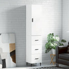Trendy hoge kast van bewerkt hout voor een uniek interieur - Wit / 1 / 3 lades - Dressoirs & buffetkasten