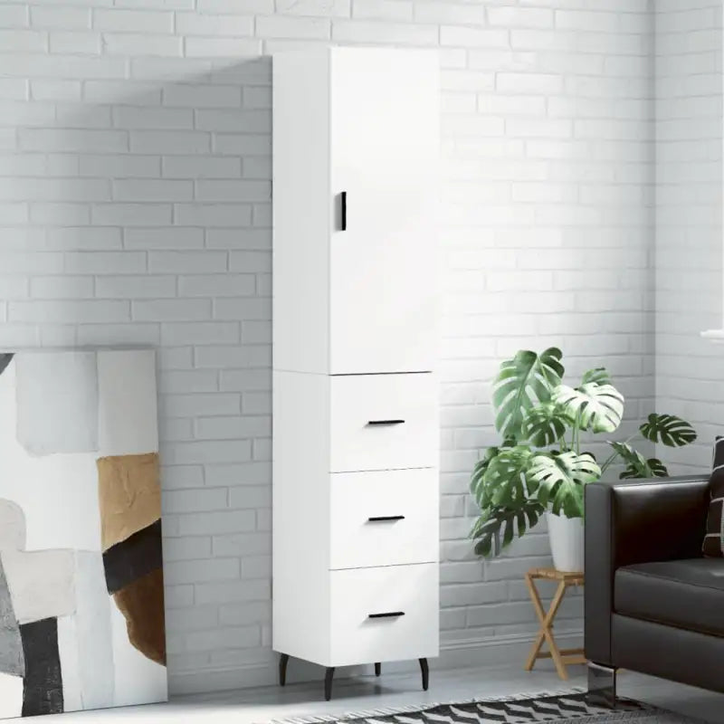 Trendy hoge kast van bewerkt hout voor een uniek interieur - Wit / 1 / 3 lades - Dressoirs & buffetkasten