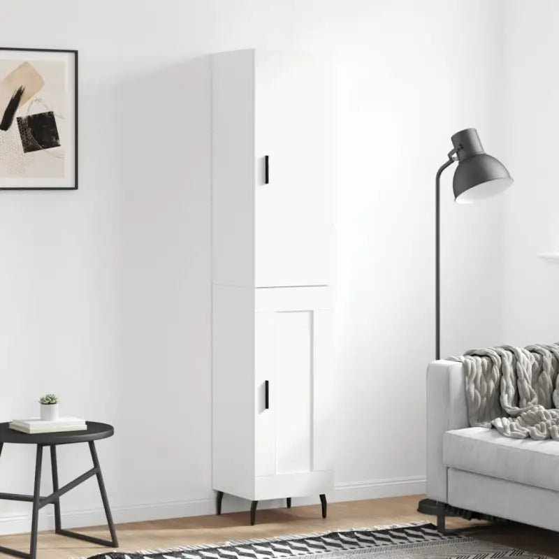 Trendy hoge kast van bewerkt hout voor een uniek interieur - Wit / 1 / 1 houten deur - Dressoirs & buffetkasten