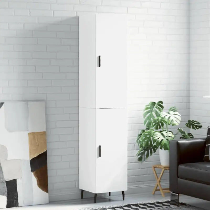 Trendy hoge kast van bewerkt hout voor een uniek interieur - Wit / 1 / 1 deur - Dressoirs & buffetkasten