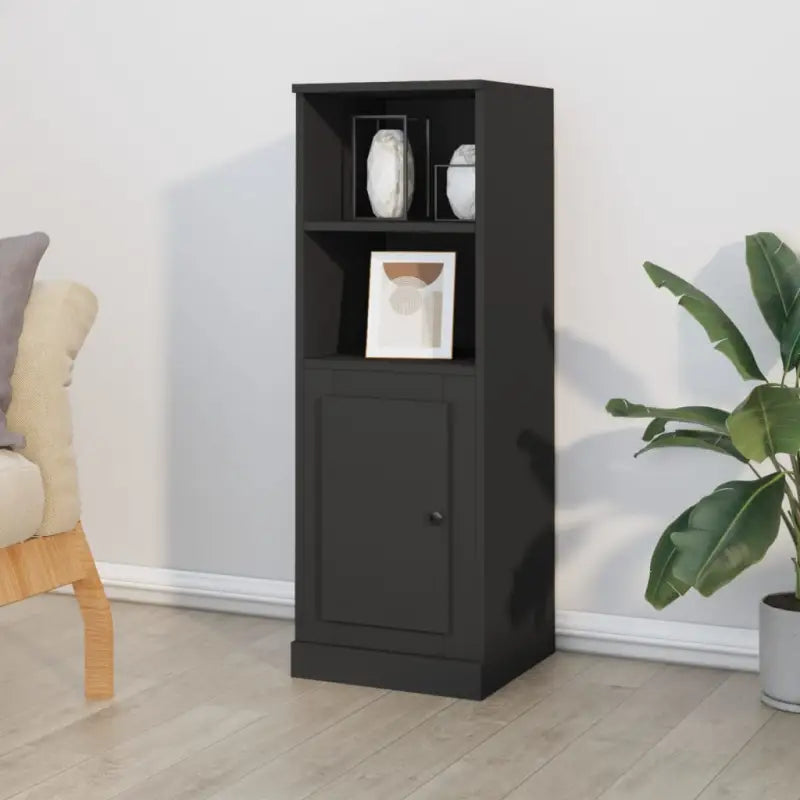 Trendy hoge kast van bewerkt hout voor je bestaande interieur - Zwart / 1 - Dressoirs & buffetkasten
